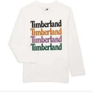 Timberland🔥‼️ Big Boys White Stacked Logo T-Shirt Boys Kids logo‎ T-SHIRT L14/16